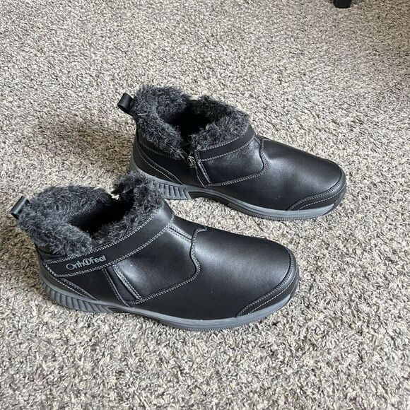 Orthofeet Women Orthopedic Leather Siena Ankle Boots Size 11.5 D Wide Black New - Picture 3 of 9